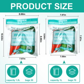 Resurhang 100 Pack Zipper Microwave Steam Bags set 70 Medium and 30 Large Sizes Reusable Cooking Pouch Microwave Cooking Bags for Vegetables Potatoes and Meat