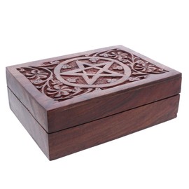 Li'Shay Wood Treasure Trinket Box with Handcarved Star