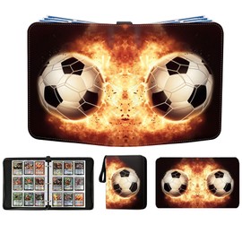 Soccer Card Binder 900 Pockets Trading Card Binder with 50 Removable Sleeve, Sports Card Binder Soccer Cards Binder Double-Sided Cards Holder Trading Card Albums Soccer Card Collector Album