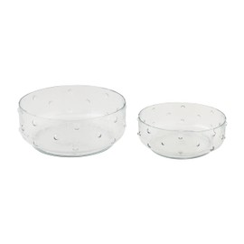 Mud Pie Hobnail Glass Salad Set, small 3 1/2" x 9" dia | large 4 1/2" x 11" dia, CLEAR