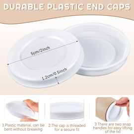 Taiyin 100 Pieces Mailing Tubes Plastic End Caps Cardboard Shipping Tube End Caps Plastic White End Caps for Mailing Tubes, Round(2 Inch)