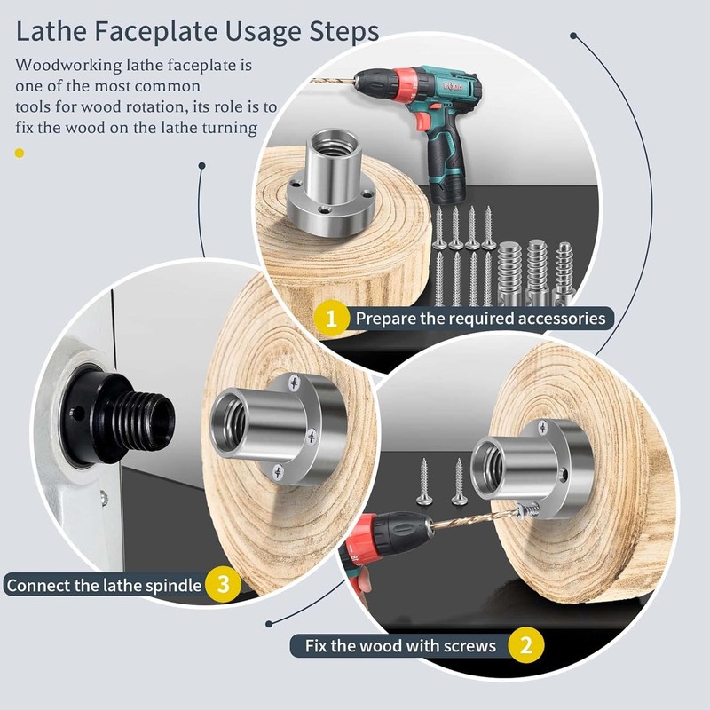2 Inch Lathe Faceplate with Screw Alloy Steel Woodworking Chuck