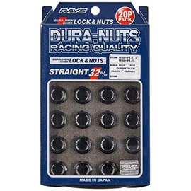 RAYS 74020001101BK Duralumin Lock & Nut Set for L32 5H M12X1.5 Black Anodized