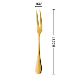 Comicfs 20-Piece Stainless Steel Forks, 5.3 Inches, Seafood Crab Forks Escargot Forks 2 Prong Tasting Appetizer Forks Dessert Cocktail Salad Fruit Forks for Party Travel (20 Forks, Gold)