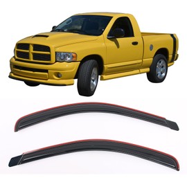 IKON MOTORSPORTS in Channel Window Visors Compatible with 2002-2008 Dodge Ram 1500 & 2003-2009 Ram 2500 3500 Standard Cab, Acrylic Smoke/Tinted Rain Guards, Side Window Wind Deflectors 2PCS