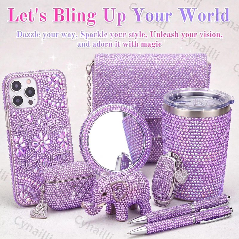 Light Purple AB Rhinestones Kit, Flatback Resin Gems for Bedazzling