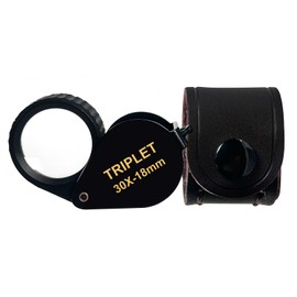 30X Illuminated Jewelers Loupe Magnifier Foldable Jewelry Magnifier Eye Loop 18mm Optical Glass Lens with Lanyard Hole for Gems, Jewelry, Coins, Stamps Collection