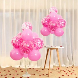 YHL balloons 50pcs 12inches pink confetti balloons for Party Decorations Anniversary/Birthday/Baby Shower/Wedding/Unicorn/graduation/festivals/carnivals etc