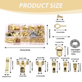Picture Hanging Kit, 250Pcs Picture Hanging Hooks and Wire Plasterboard Pictures Hooks Pictures Frame Hooks Heavy Duty Assorted Picture Hangers for Home Office Frames Paintings Mirrors