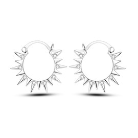 NARMO 925 Sterling Silver Earrings for Women, Cubic Zirconia Hoop Earrings, Minimalist Earrings, A Jewellery Gift for Mother and Wife, Sterling Silver