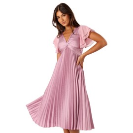 Nova Flutter Sleeve Midi Dress - Dusty Rose M