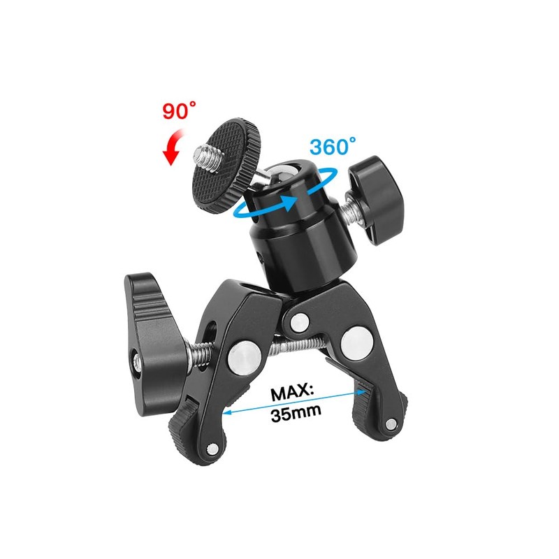 SZRIG Super Clamp with 1/4"-20 Mini Ball Hand for Camera