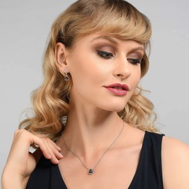 Namana Triangle Blue Drop Earrings for Women. Silver Dangle Earrings with Blue Stones. Coloured Gemstone Earrings for Women with Gift Box.