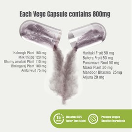 Herbsforever Liver Forte Detox, Cleaning, Repair, Cooling Milk Thistle, Andrographis Paniculata, Chanca Piedra, Punarnava Root, Triphala Plus Potent Ayurvedic Herbs Extracts. 90 Veg Capsules, 800mg