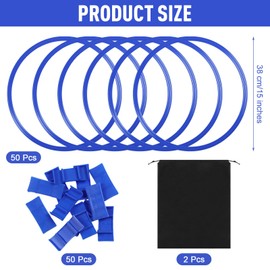 Shappy 50 Pcs Agility Rings with Storage Bags 15 Inch Agility Training Rings Hoop Exercise Ring Plastic Speed Rings Jumping Hoops for Sports Soccer Football Gymnastics Practice Games (Blue)