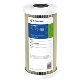 Pentair Pentek ECP5-BB Big Blue Sediment Water Filter, 10-Inch, Whole House Heavy Duty Pleated Cellulose Polyester Replacement Cartridge, 10" x 4.5", White End-Cap, 5 Micron