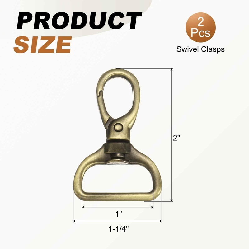 PATIKIL Swivel Clasps, (1 Inch, Bronze) (2 Pcs), Metal Swivel