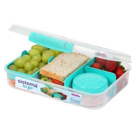Sistema To Go Bento Box Create Lunch Box with Compartments & Snack Pot 1.48 L BPA-Free Minty Teal