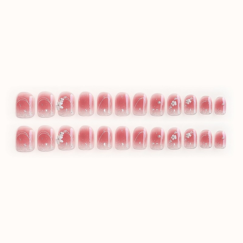 SEMTIM Nail Tips, 24 Pieces, Medium, Short, Round, False Nails,
