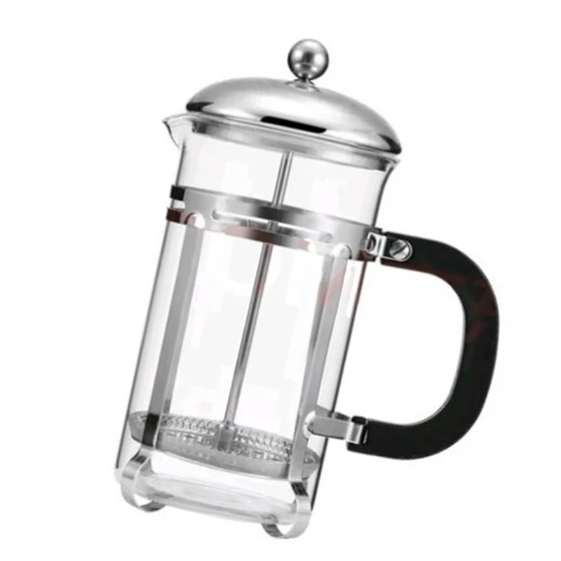 Glass Press Pot 600ml Transparent Stainless Steel Filter Heat Resistant