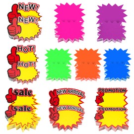 HMIEPRS 500 PCS Burst Signs Fluorescent Signs Blank Star for Retail Sale Tags Price Signs Starburst Sale Labels for Supplies Price Tags Signs, Retail Store Garage（3.5 * 2.8 Inch）