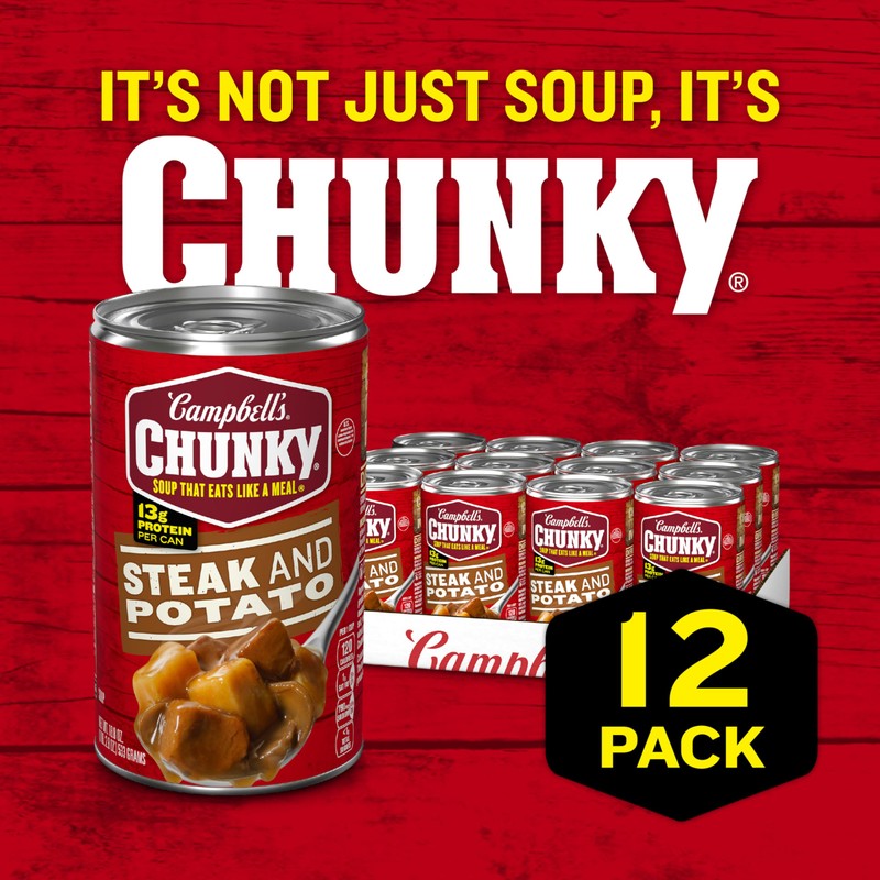 Campbell’s Chunky Soup, Steak and Potato Soup, 18.8 Ounce Can
