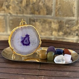 Gorgeous Agate Slice + Healing Crystals! - Color: Combo no.1