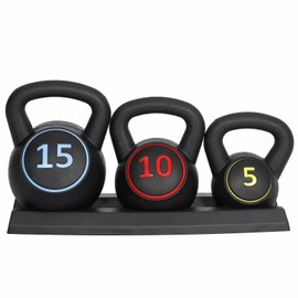 Venbytech for 3-Piece Kettlebell Set Exercise Gym Fitness Strength Training with Rack Stand