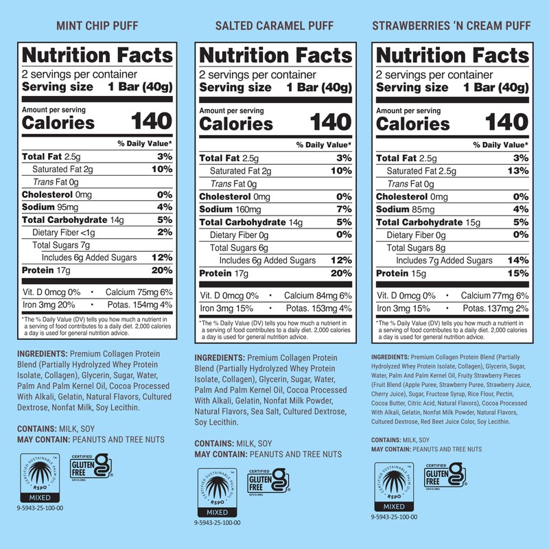 BUILT Bar Puff Protein Bars - Variety Pack - 15-17g