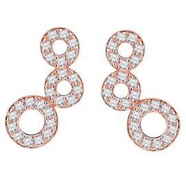 Yumilok Jewelry 925 Sterling Silver Rose Gold Plated Cubic Zirconia Hollow Round Bubbles Stud Hypoallergenic Earring for Women/Ladies/Girls