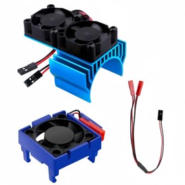 VXL-3s ESC Cooling and Motor Cooling Fan Dual Fan Set, Compatible with 1/10 Traxxas Slash 4×4 VXL Rustler 4X4 Stampede 4X4 Hoss 4×4 Velineon VXL-3s Heat Sink, Blue