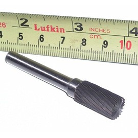 Canadian Tool and Supply 3/8-Inch x 3/4-Inch Cylindrical w/End Cut Carbide Bur Single Cut 1/4-Inch Shaft (SB-3-S)