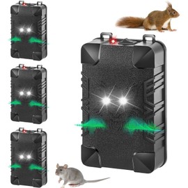 Jahy2Tech Under Hood Rodent Deterrent with Strobe Light & 3 Power Supply Methods, Professional Ultrasonic Mice Repellent Rat Squirrel Deterrent for Cars Trucks RV Engine Bay Warehouse Attic, 4 Pack