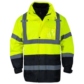 VENDACE High Visibility Reflective Safety Jackets for Men 3-in-1 ANSI Class 3 Hi Vis Winter Jacket Waterproof(Yellow,XL)