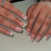 Press on Nails,24PCS French False Nails - Medium Square False