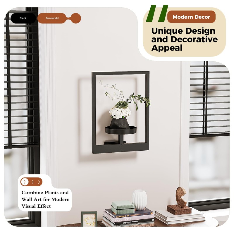 Bamworld Wall Plant Holder Plant Stand Indoor Wall Planters Black