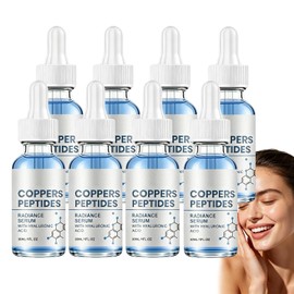 Sérum facial con péptidos de cobre, potenciador de colágeno antienvejecimiento con ácido hialurónico, sérum de colágeno para el rostro, sérums faciales reafirmantes e hidratantes. (8PCS)