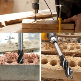 KEWAYO 8Pcs Auger Drill Bit Set Woodworking Drill Bit Set, 10-25mm Four-Slot Four-Edge Auger Drill Bit, Hex Shank Woodworking Drill Bit, for Softwood, Hardwood, Plastic