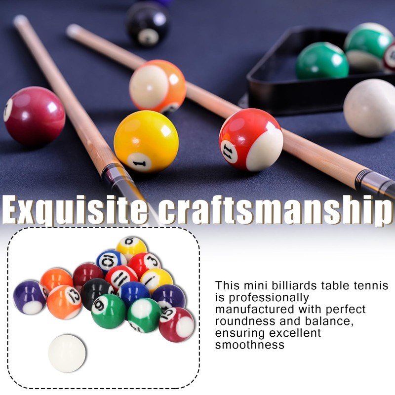 lvifloae 25mm Mini Billiard Ball Complete Set of 16 Balls