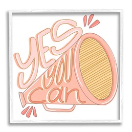 Stupell Industries Yes You Can Megaphone Cheerleader Shout Motivational Phrase, Design by Anna Whitham,Pink