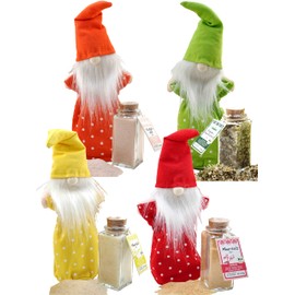 direct&friendly | Gnome Salt Gift Set | Colourful Salt Gnome | 4 Gnome Bags with 4 Different Organic Salt Mixtures (Set of 4)