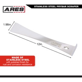 ARES 46017-12-Inch Stainless Steel Prybar Scraper - Ultra Sharp Scraper Removes Residue from Steel, Aluminum, and More - Prybar End Offers Extra Leverage - Built-In Nail Puller