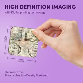 1 x Square MDF Fridge Magnet - World Map with Travel Stamps 3654