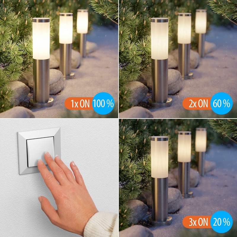ledscom.de Poru Bollard Light for Outdoor Use, Stainless Steel, Round,