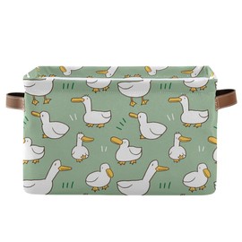 xigua Cartoon Goose Storage Basket Collapsible Toy Storage Bins Waterproof Canvas Storage Basket with Leather Handles for Home Closets Offices,Bedrooms,Toy and Gift Baskets,1PCS