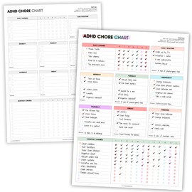 ADHD Chore Chart for Adults & Teens | Double-Sided A3 Cleaning & Routine Planner | Daily, Weekly, Monthly Task Tracker with Rewards | Colourful & Black & White Designs | Habit & Productivity Poster