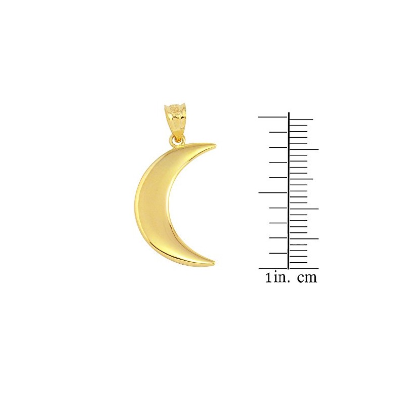 High Polish 10k Yellow Gold Crescent Moon Charm Pendant