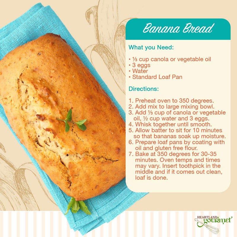 Heartland Gourmet Gluten Free Banana Bread Mix - Soft and