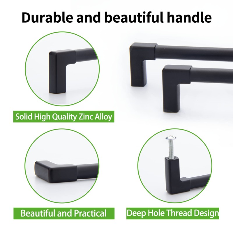 TUNNY 10 Pack Classic Solid Cabinet Handles-6.3"/160mm Screw Spacing Matte