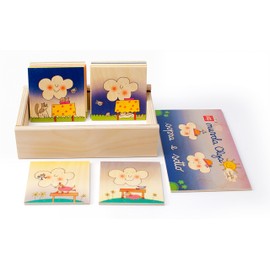 Dida - Didactic Game of Opposites/Antonyms - Top and Bottom with Olga Cloud - 12 Large Tiles in Wooden Box Designed by Nicoletta Costa Educational Games for Girls and Kids